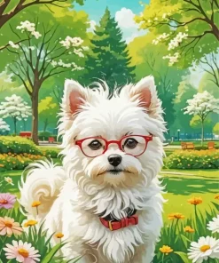 Dog Wear Glasses Art Diamond Painting