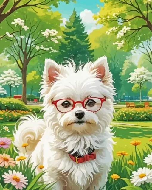 Dog Wear Glasses Art Diamond Painting