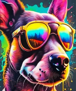 Dog Wearing Glasses Diamond Painting