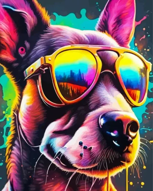 Dog Wearing Glasses Diamond Painting