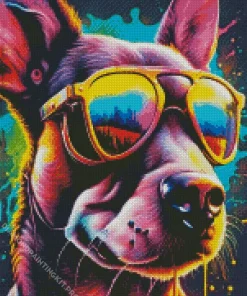Dog Wearing Glasses Diamond Painting