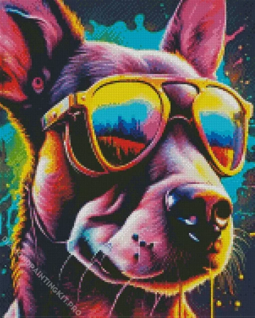 Dog Wearing Glasses Diamond Painting