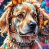 Dog With Butterfly Diamond Painting