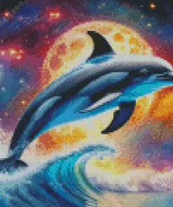 Dolphin And Moon Diamond Painting