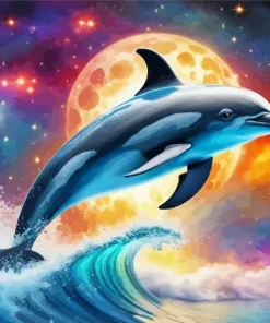 Dolphin And Moon Diamond Painting