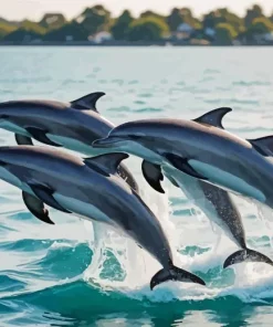 Dolphins Jumping Out Of The Water Diamond Painting