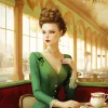 Elegant Woman Drinking Coffee Diamond Painting