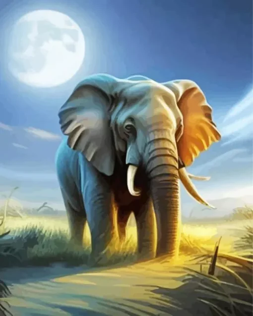 Elephant Moon Art Diamond Painting