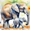 Elephants Water Color Diamond Painting