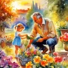 Father And Daughter Abstract Diamond Painting