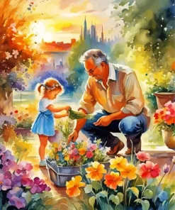 Father And Daughter Abstract Diamond Painting