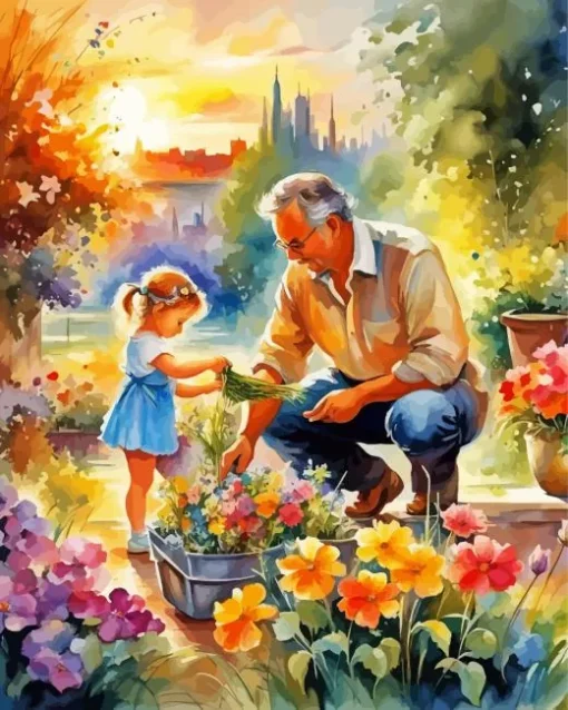 Father And Daughter Abstract Diamond Painting