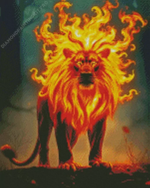 Fire Lion Diamond Painting
