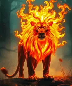 Fire Lion Diamond Painting