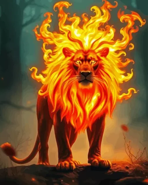 Fire Lion Diamond Painting