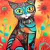 Folk Art Cat Diamond Painting