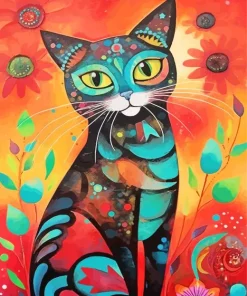 Folk Art Cat Diamond Painting