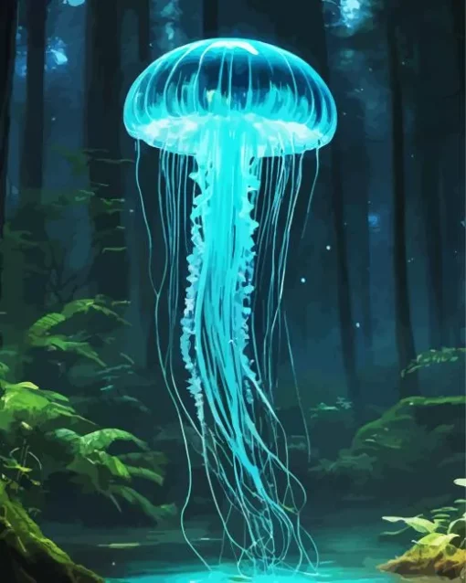 Forest Blue Jellyfish Diamond Painting