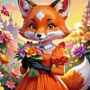 Fox And Flowers Art Diamond Painting