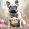 French Bulldog And Flowers Diamond Painting