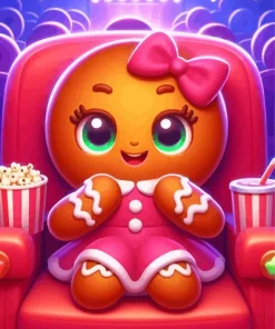 Gingerbread Watching A Movie Diamond Painting