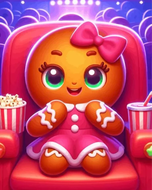 Gingerbread Watching A Movie Diamond Painting