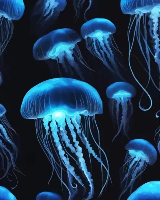 Glowing Blue Jellyfish Diamond Painting