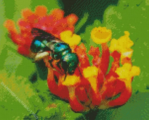 Green Bee Insect Diamond Painting
