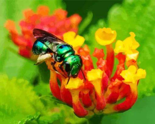 Green Bee Insect Diamond Painting