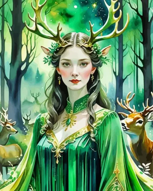 Green Forest Queen Diamond Painting