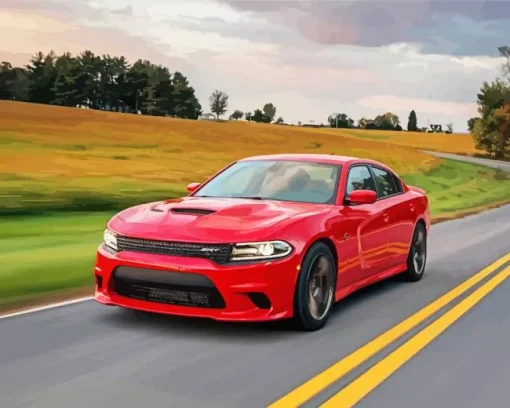 Hellcat Charger Red Diamond Painting