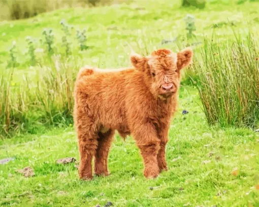 Highland Baby Cow Diamond Painting