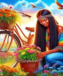 Hippie Black Lady Diamond Painting