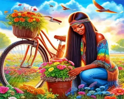 Hippie Black Lady Diamond Painting