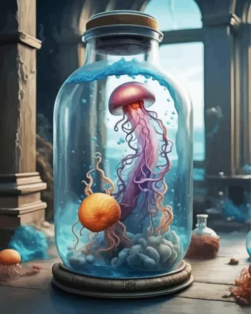 Jellyfish In Bottle Diamond Painting
