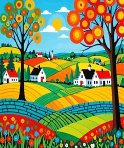 Landscape Folk Art Diamond Painting