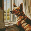 Lonely Dog Looking Out Of Window Diamond Painting