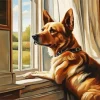 Lonely Dog Looking Out Of Window Diamond Painting