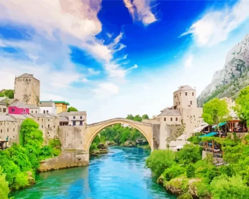 Old Mostar Bridge Diamond Painting