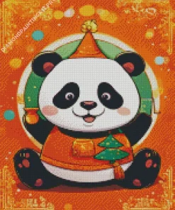 Panda Celebrating Christmas Diamond Painting