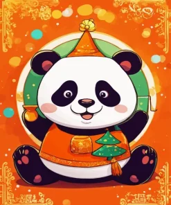 Panda Celebrating Christmas Diamond Painting