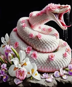 Pink Flower Snake Diamond Painting