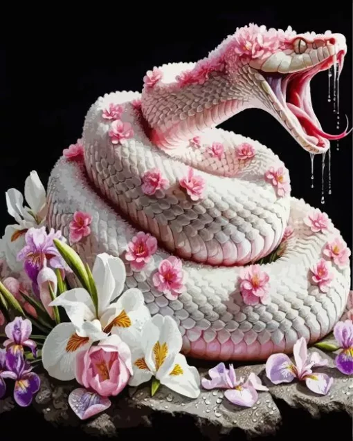 Pink Flower Snake Diamond Painting