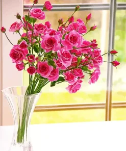 Pink Flowers Bouquet Vase Diamond Painting