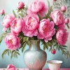 Pink Peonies Bouquet Vase Diamond Painting