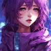 Purple Eyes Girl Diamond Painting
