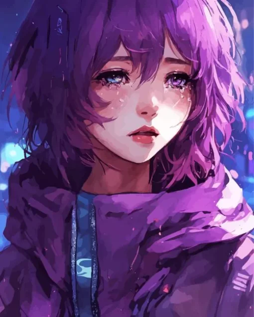 Purple Eyes Girl Diamond Painting