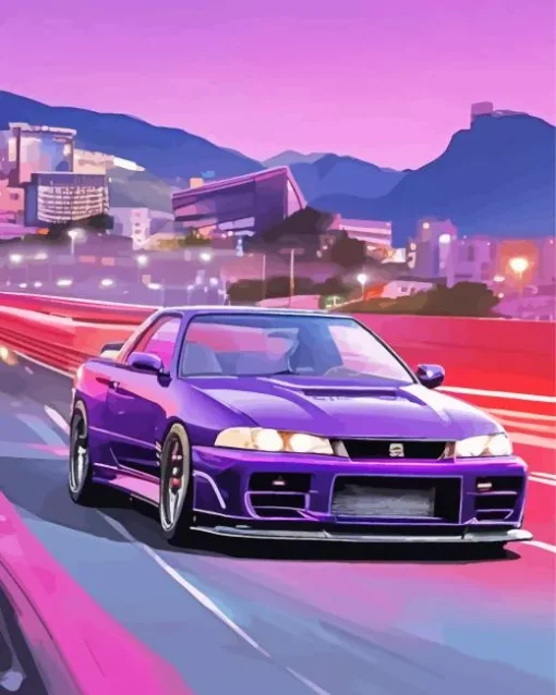 Purple Nissan Gtr Diamond Painting