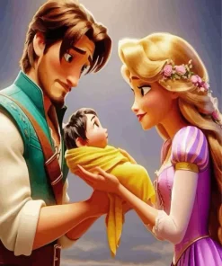 Rapunzel And Flynn And Their Baby Diamond Painting