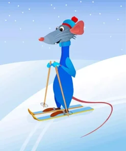 Rat Skiing In Snow Diamond Painting